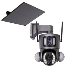 Video monitorovací kamera, Wi-Fi, duální čočka, 2x2MP, IP66 se solárním panelem
