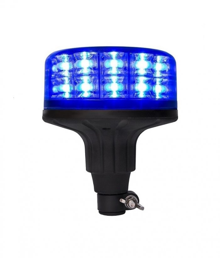 LED maják modrý 12/24V, montáž na držiak, 24x LED 3W, R65