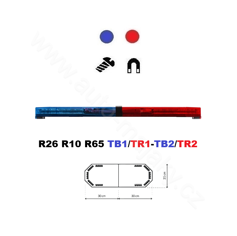 LED lightbar Montana 60cm, Blue-red, ECE R65 - Lens: Colored