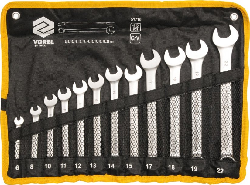 Set of 12 wrenches 6 - 22 mm CrV