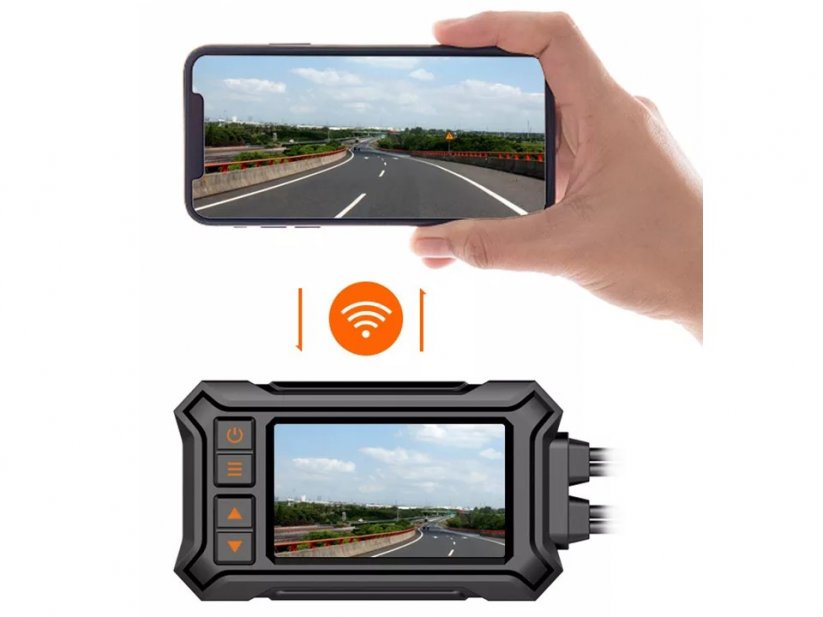 Motocyklová DUAL FULL HD kamera, 3" LCD, IP67 s GPS
