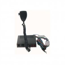 The warning system includes a module with seven siren sounds, an external microphone + holder.