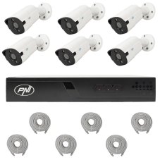 PNI House IP716J POE NVR video surveillance package, 6 PNI IP818J 8MP cameras and 6 20 meter UTP CAT6 cables included
