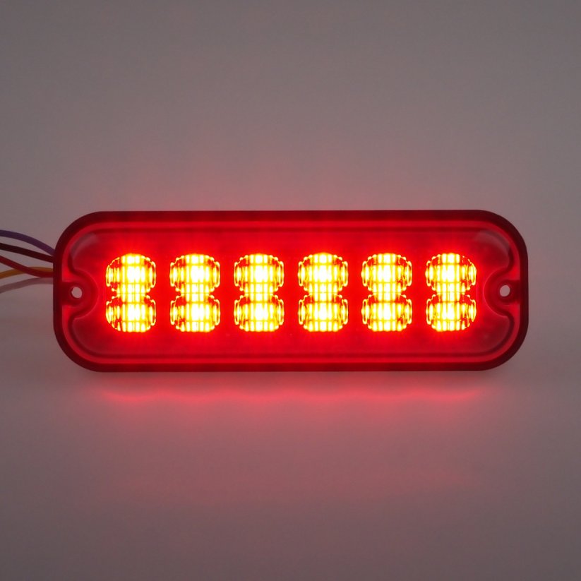 Warning light 12x4W LED, 12-24V, red, ECE R10