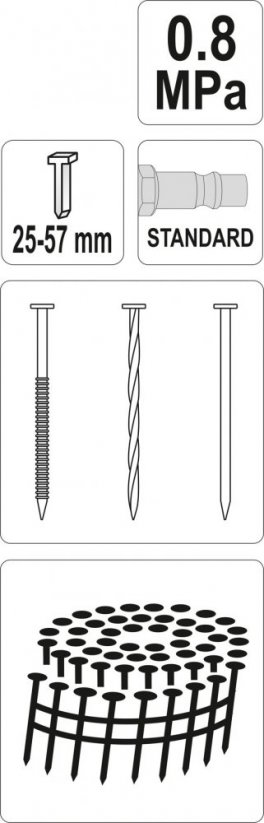 Pneumatická klincovačka na klince 25-57 mm