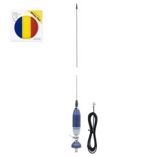 CB Sirio SUPER 9 antenna package with butterfly, length 155 cm, and flag with adhesive pad