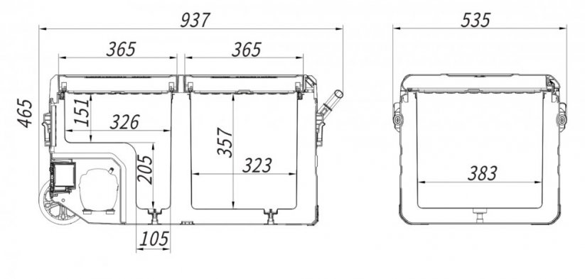 Chladící box ICE BOX DUO kompresor 75l 230/24/12V -20°C APP