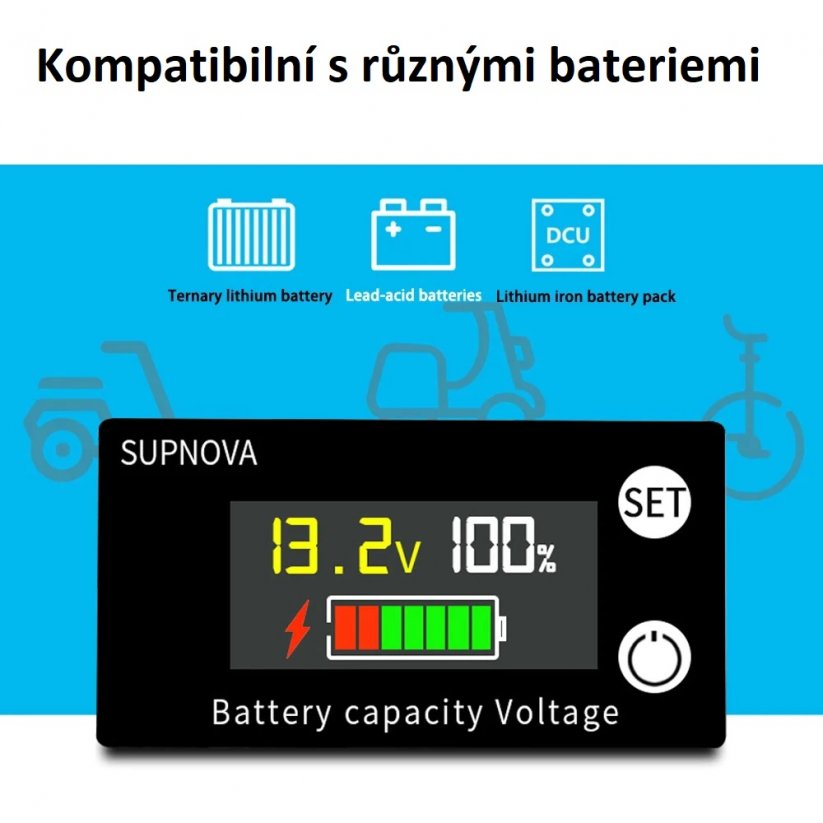 Indikátor kapacity batérie 8-100 V