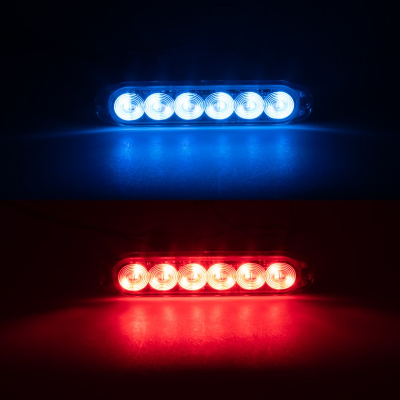 PROFI SLIM external LED warning light, blue-red, 12-24V