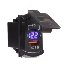 USB nabíječka QC3.0 + USB-C+voltmetr "Rocker" 12/24V, 48W