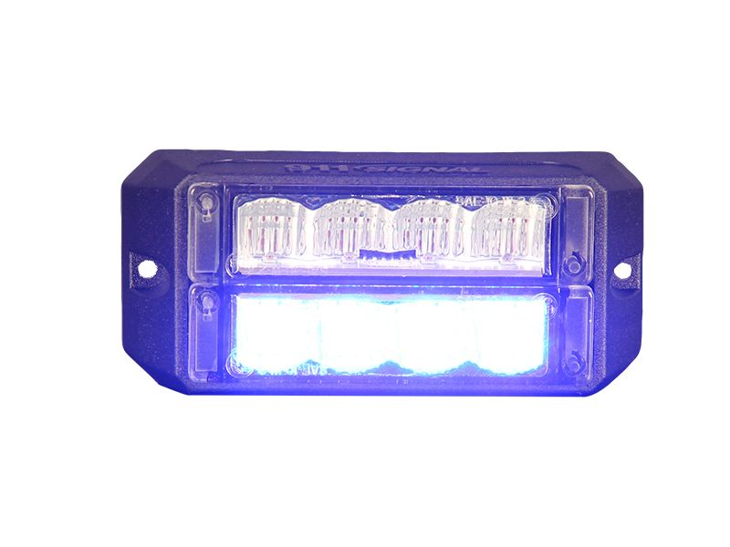 Pohled na rozsvícený modrý LED predátor