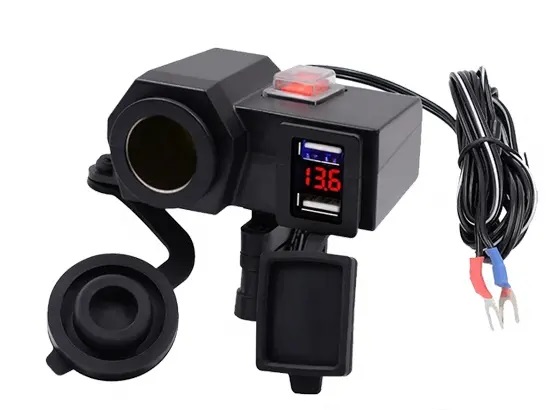2x USB charger, voltmeter and waterproof CL socket for motorcycle