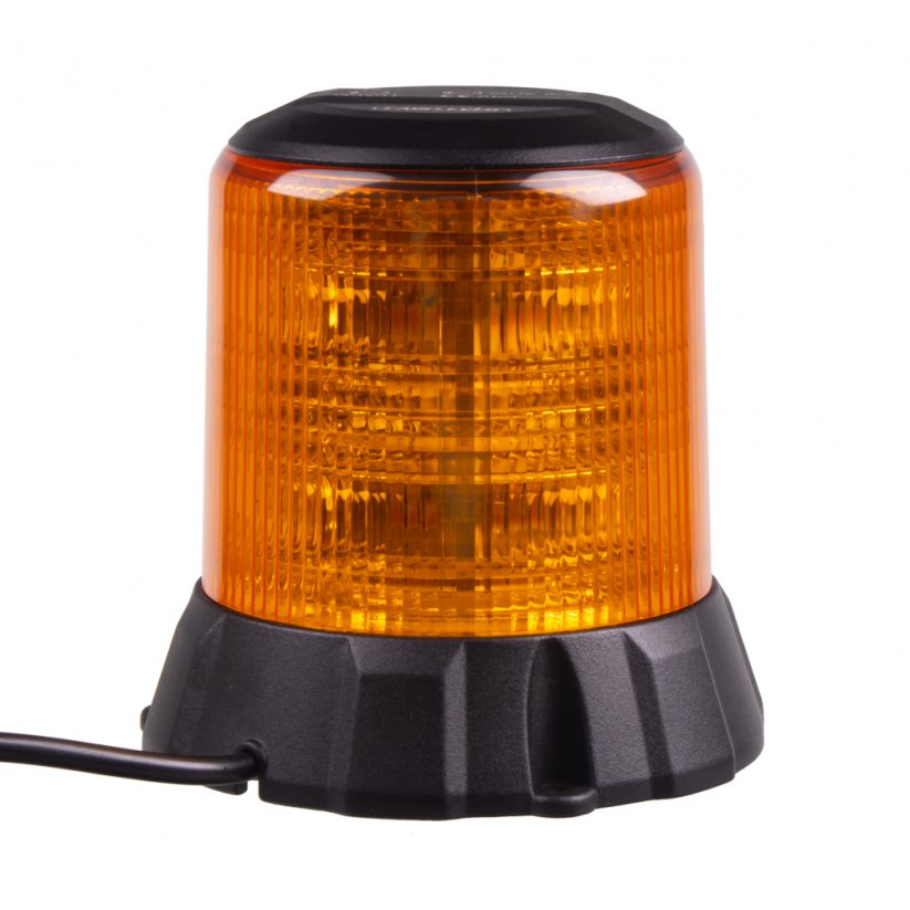 Robustní oranžový LED maják, černý hliník, 96W, ECE R65