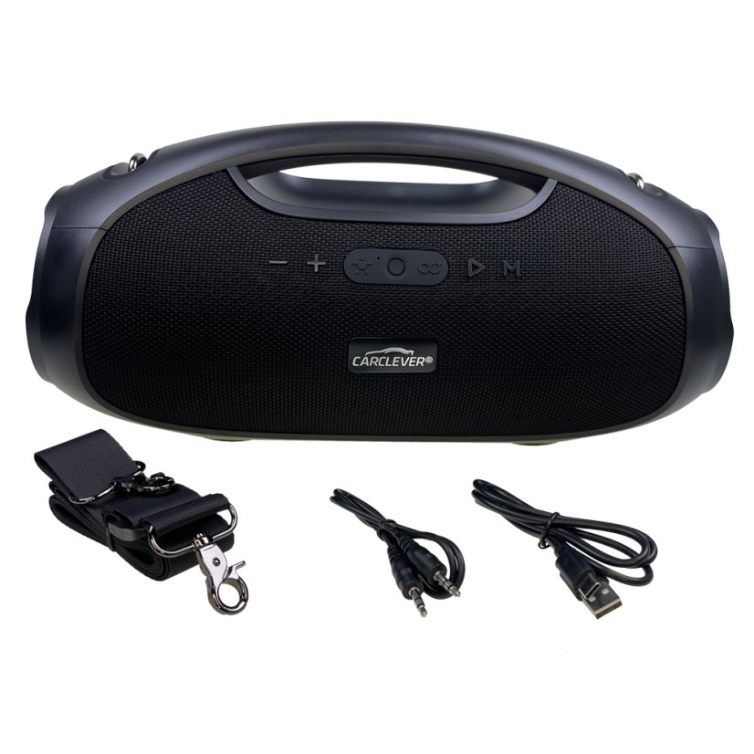 CARCLEVER bezdrátový Bluetooth reproduktor 120 W, IPX6, USB, AUX, MIC, RGB