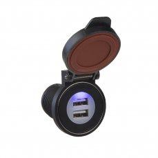 2x USB charger with magnet in waterproof holder max 2x 2,4 A
