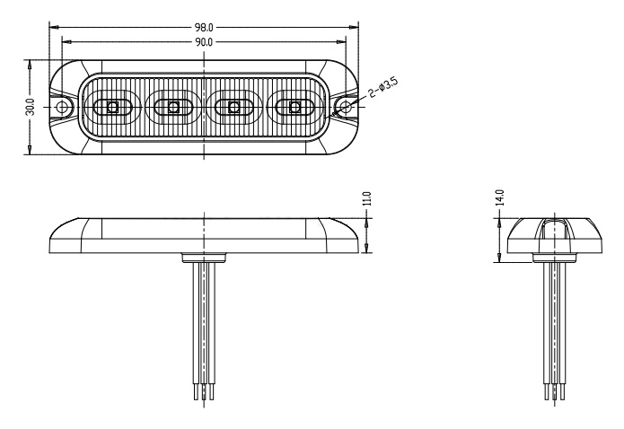 PREDATOR 4x4W LED, 12-24V, modrý, ECE R10