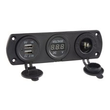 Trojitá zásuvka do panelu CL, Voltmetr, 2x USB nabíjačka