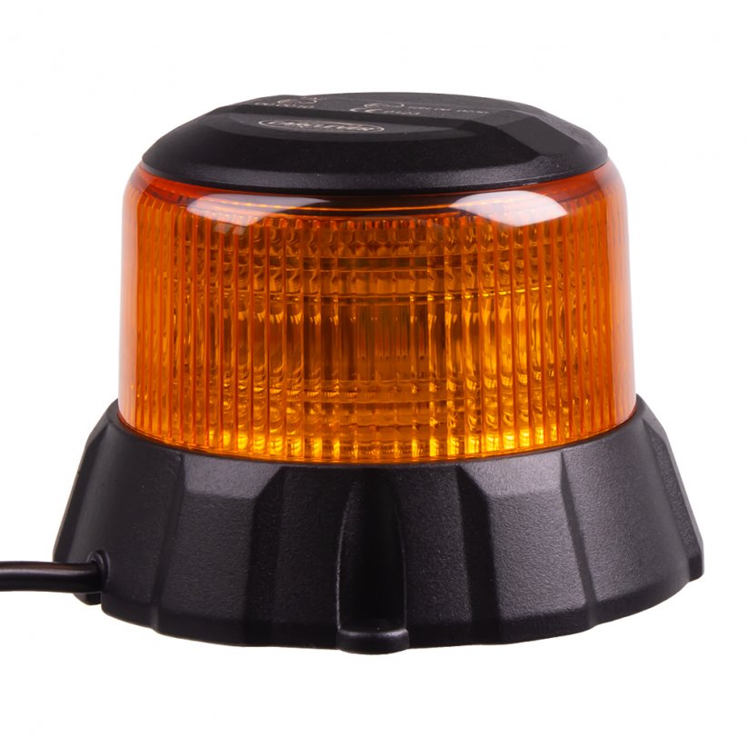 Robustný oranžový LED maják, magnet, čierny hliník, 48 W, ECE R65