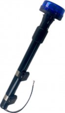 LED maják, 12-24V, 12x3W modrý s teleskopickou tyčou pre motocykel, ECE R10