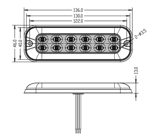 PREDATOR 12x4W LED, 12-24V, červený, ECE R10