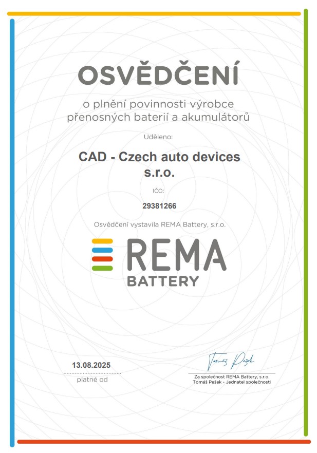 Osvědčení baterie